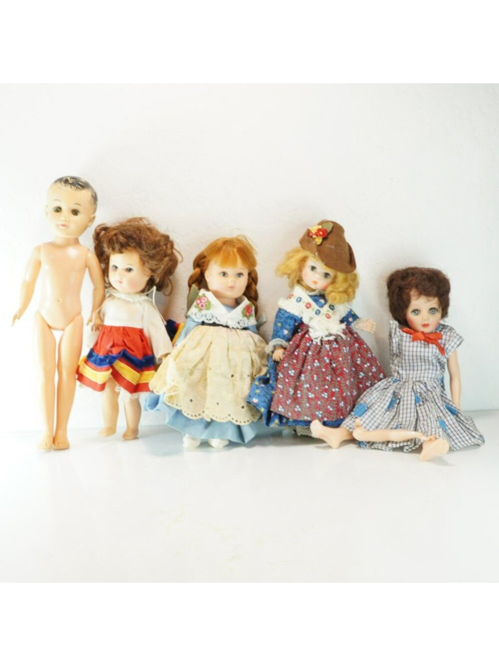 Vintage Doll Lot Vogue Ginnette Ginny Dolls Plus 2 Unbranded Dolls Clothes